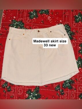 Madewell Cream White Denim Mini Skirt